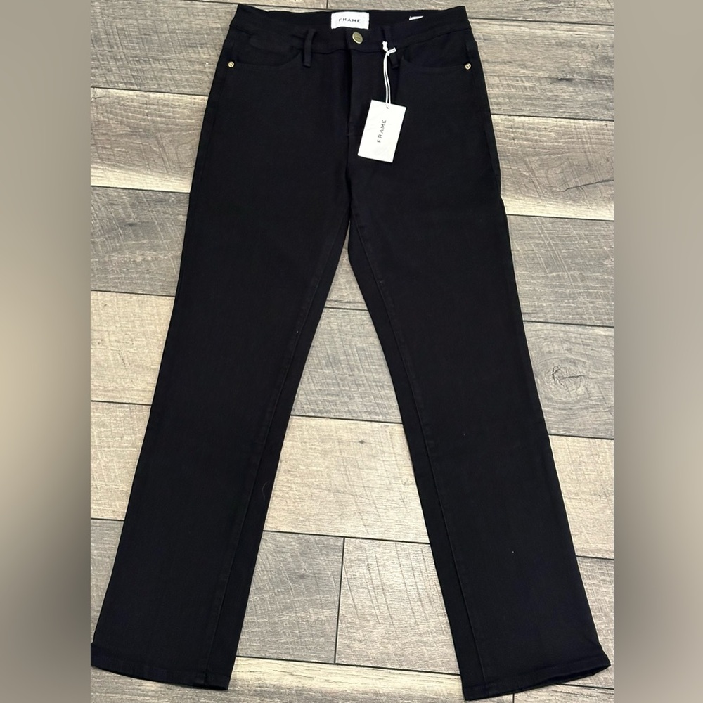 Frame Denim Le High Straight Black Jeans